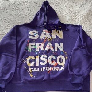 Vintage Purple San Francisco Hoodie w/Splatter Design by GoGo Sports Unisex